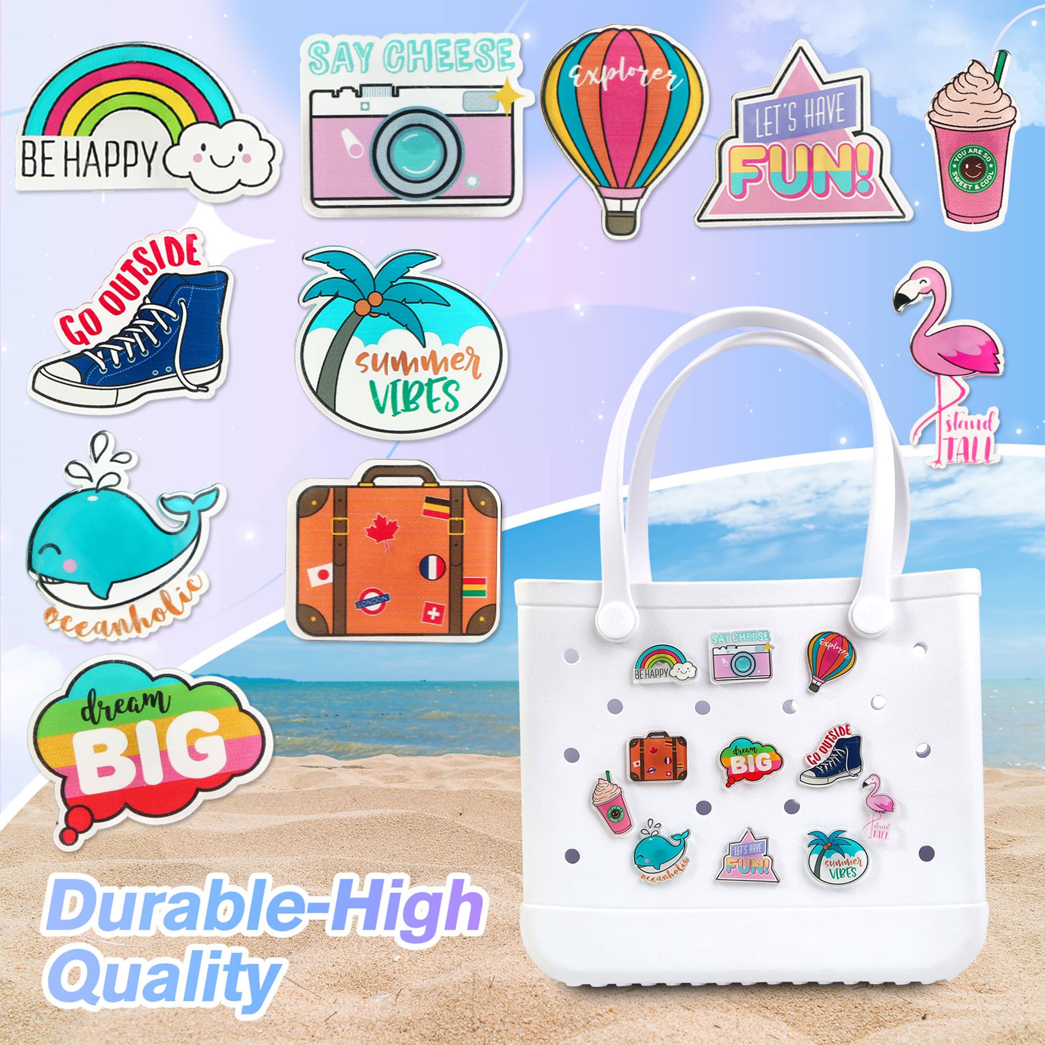 Bogg Bag Charms - Stylish Women's Accessories for Simply Southern Beach Totes | Decorative Inserts for Rubber Beach Bags | Perfect for Pool Parties, Beach Trips & Summer Vacations