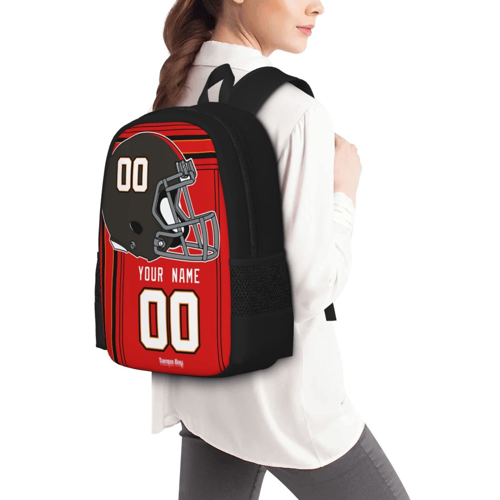 ANTKING Tampa Customized Backpack - High Capacity Personalized with Any Name & Number - Perfect Gift for Kids & Men - Ideal for School, Travel, Sports & Fan Gear