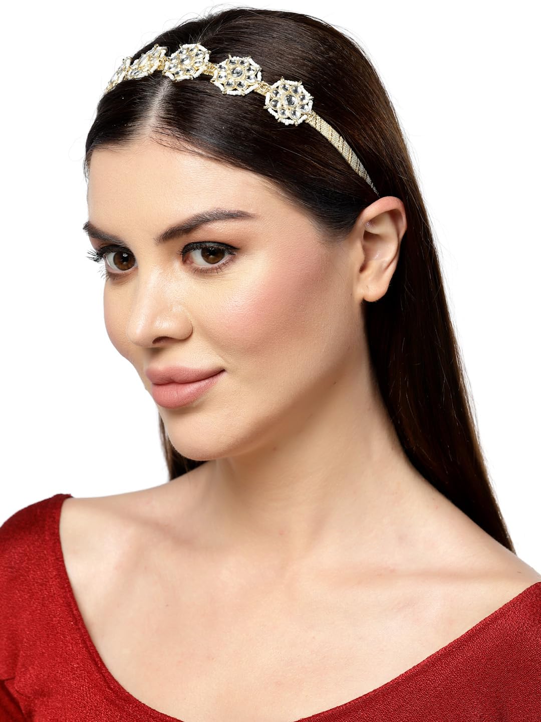Vintage Gold Kundan Hairband Headband for Women & Girls – Elegant Bridal Wedding Party Hair Accessories | Perfect for Special Occasions & Festive Events