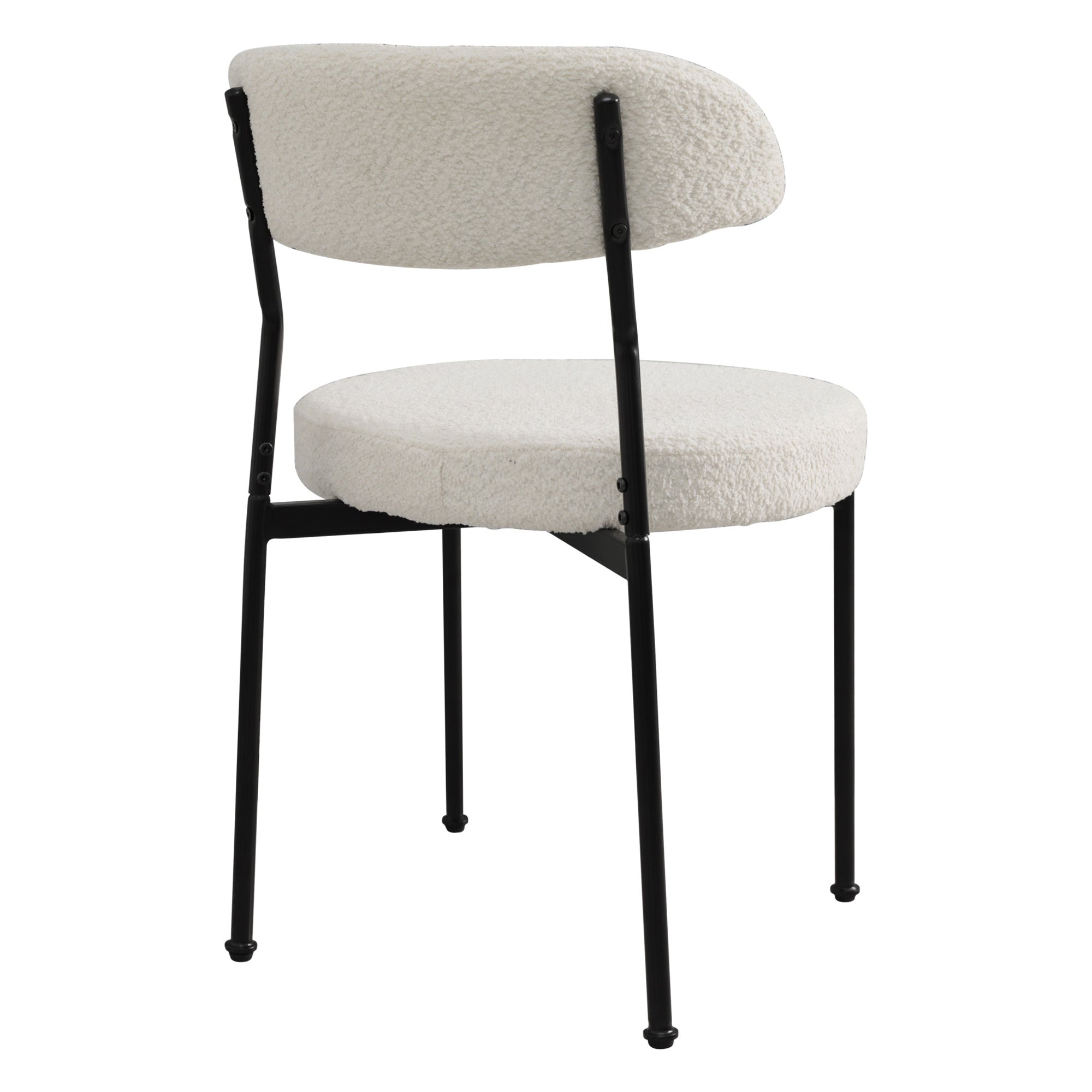 Boucle Upholstered Dining Chairs Set of 4 - Curved Backrest & Metal Legs, Beige Modern Kitchen Chairs for Dining Room, Restaurant, or Cafe