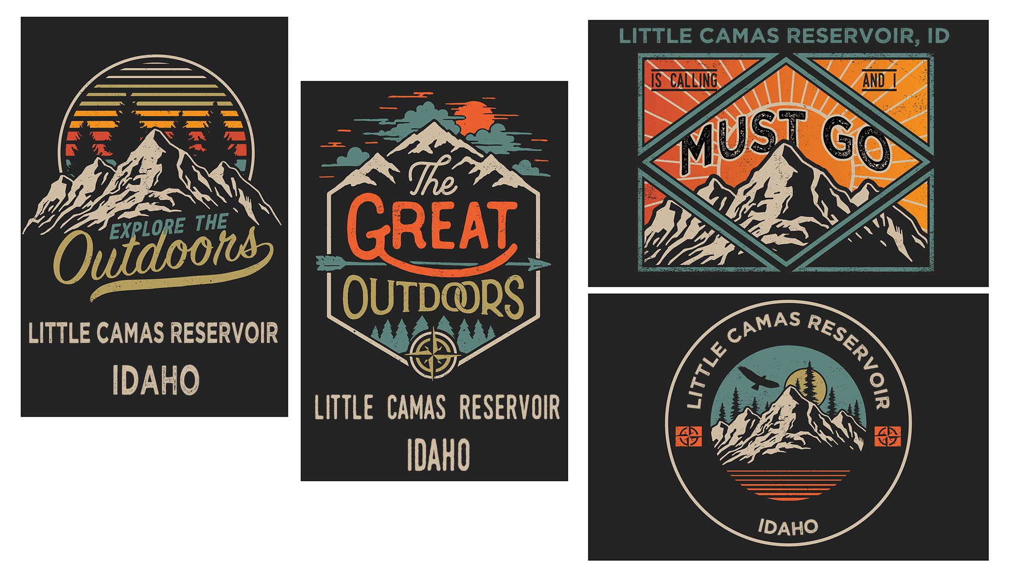 R&R Imports Idaho Souvenir Fridge Magnet Set - 4-Pack 2x3 Inch Great Outdoors Design (Little Camas Reservoir) - Perfect for Refrigerators, Lockers & Travel Memorabilia