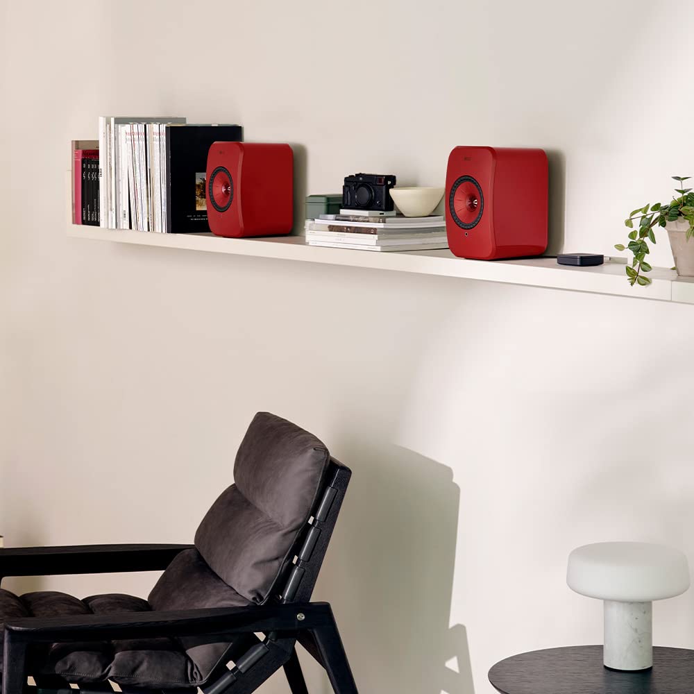 KEF LSX II Wireless Bookshelf Speakers - Active Hi-Fi Audio System for TV, PC, Gaming, Streaming | HDMI Connectivity | Compact Design | Vibrant Red Finish | Home Theater & Office Use