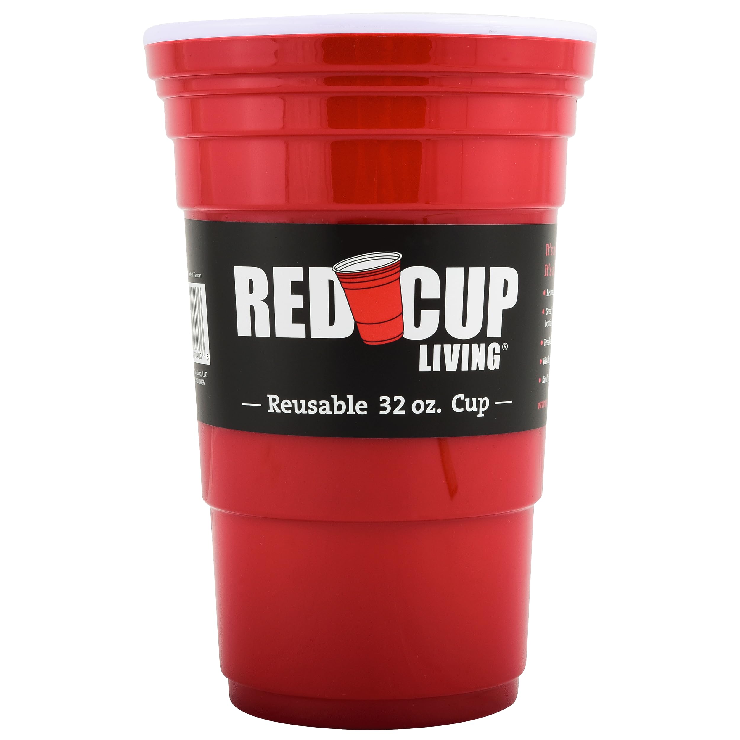 Red Cup Living Reusable Beverage Cup - 32oz Insulated Travel Mug with Lid & Straw - BPA-Free Plastic Tumbler for Coffee, Tea, Smoothies - Perfect for Camping, Office, Gym & Outdoor Activities
