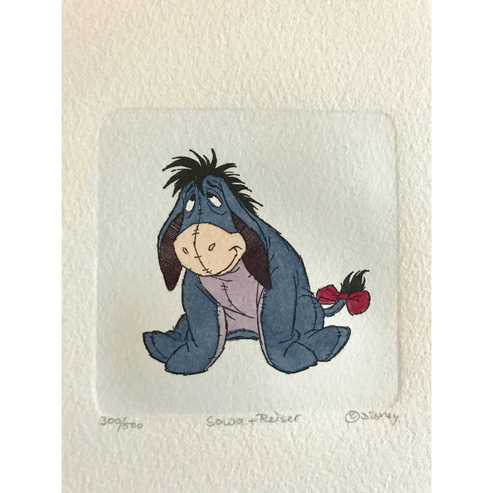 Eeyore Etching Artwork by Sowa & Reiser - Limited Edition D/500 - Hand-Painted Winnie the Pooh Disney Collectible - Perfect for Disney Fans, Home Decor & Gift Giving