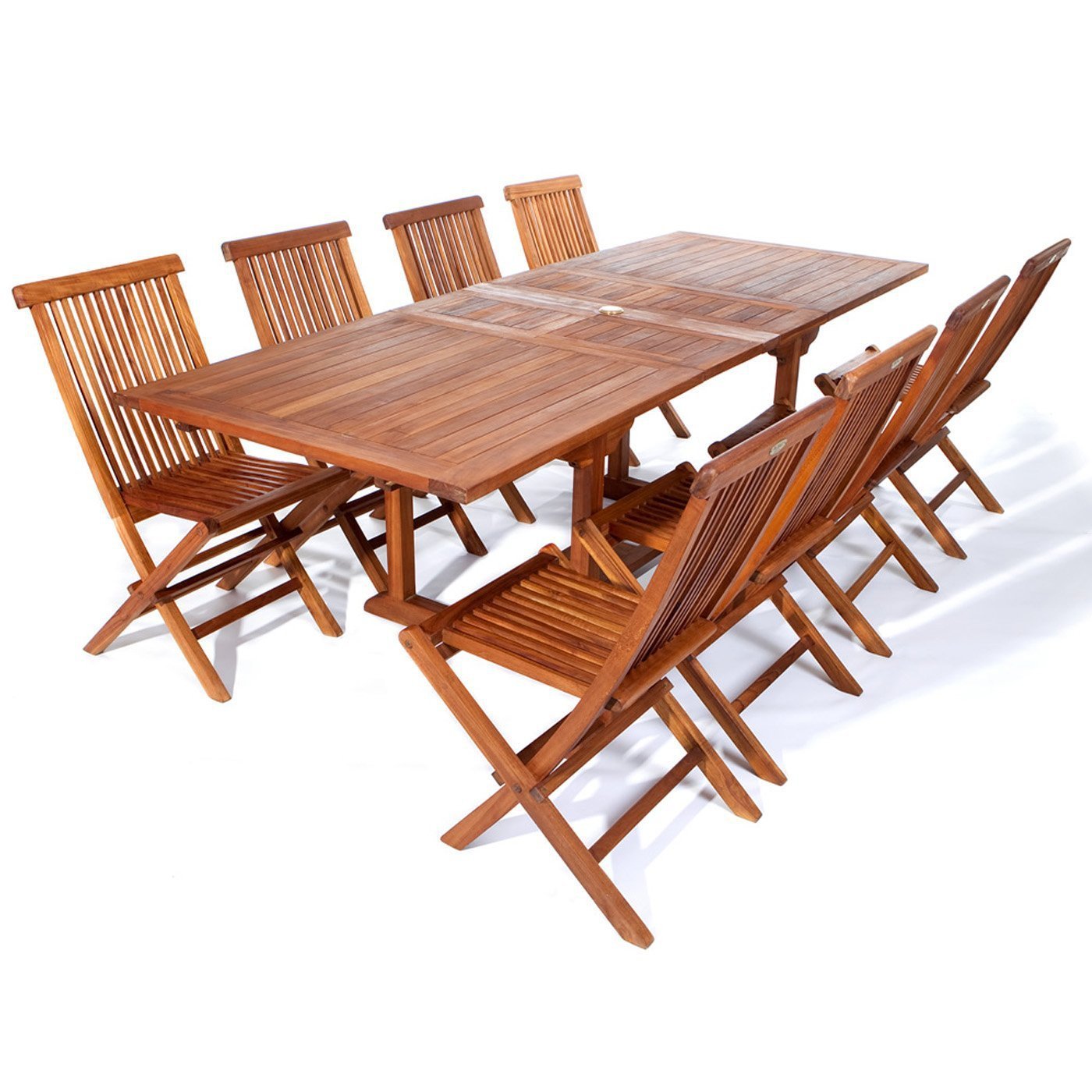 Premium 9-Piece Cedar Teak Folding Dining Set - Outdoor Patio Furniture for Garden, Deck, and Poolside Entertaining