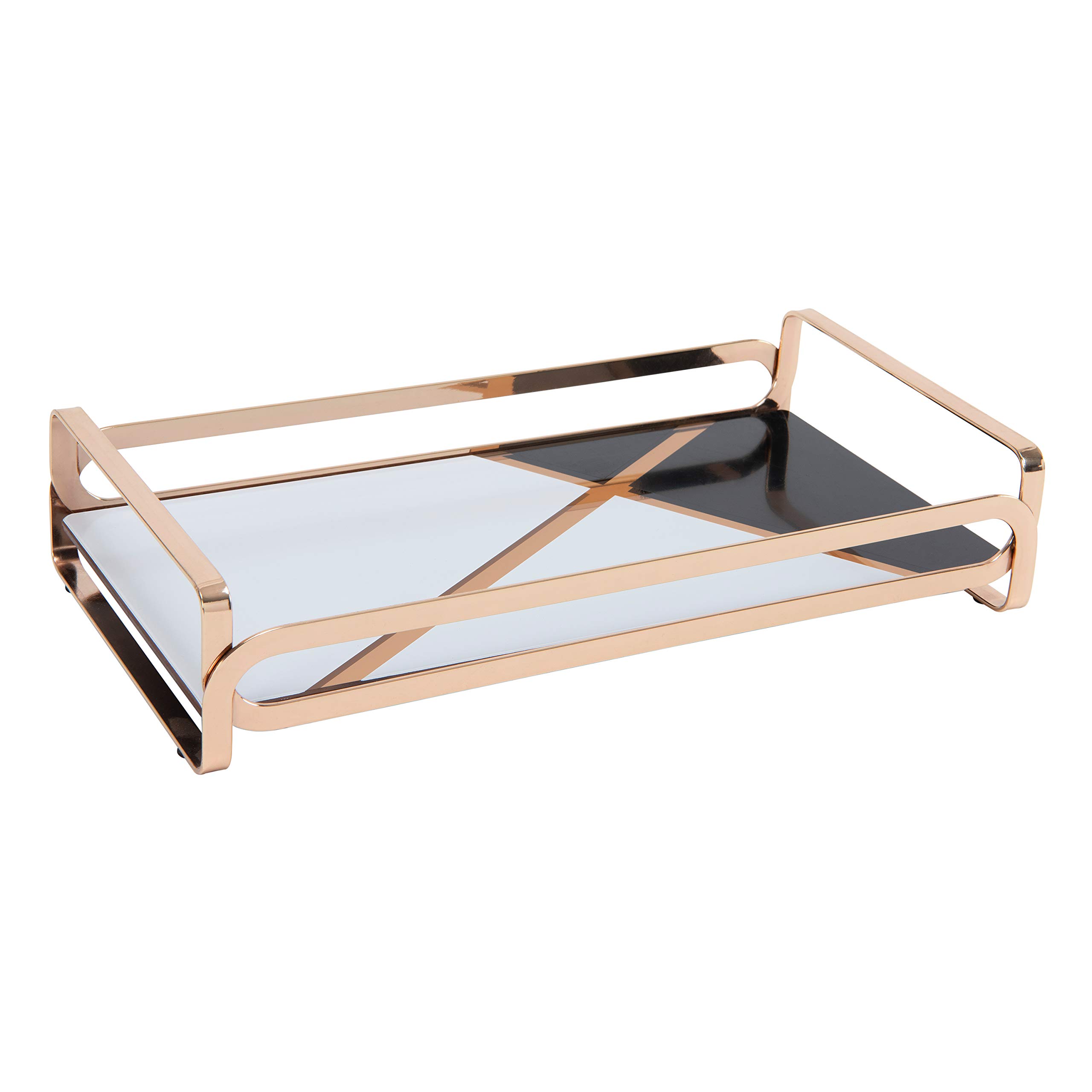 Gold Vanity Tray Organizer - Stylish Makeup & Perfume Storage for Bathroom Countertops, Coffee Table Decor - 12.8