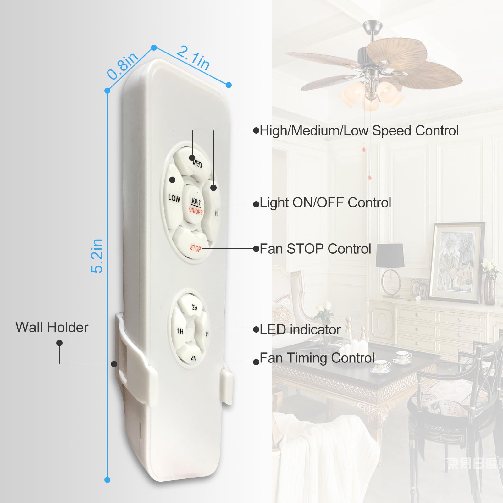 Universal Ceiling Fan Remote Control Kit - 3-in-1 Fan Speed, Light Dimmer & Timer for Hunter, Harbor Breeze, Westinghouse, Honeywell & Other Ceiling Fans - Wireless Remote for Bedroom, Living Room & Office