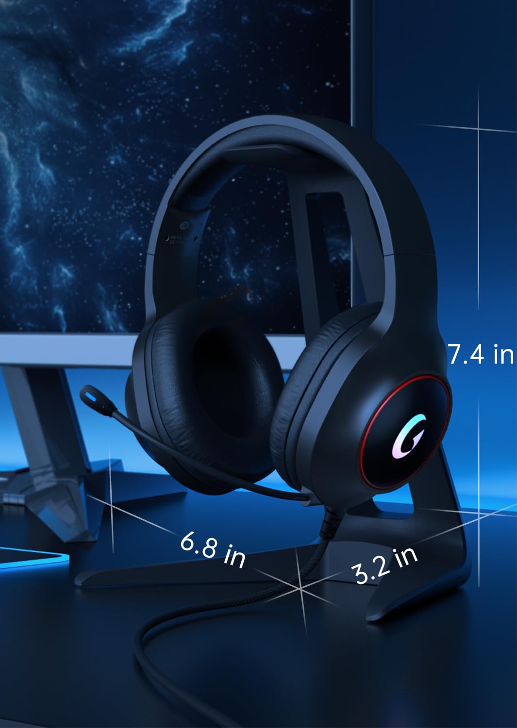 CM7002 Gaming Headset for PS5, PS4, PC, Mac, Nintendo Switch & Xbox Series X|S - RGB Surround Sound Headphones with Noise Cancelling Mic, 50mm Drivers & 3.5mm Jack (Black) - Perfect for Competitive Gaming, Streaming & Late-Night Sessions