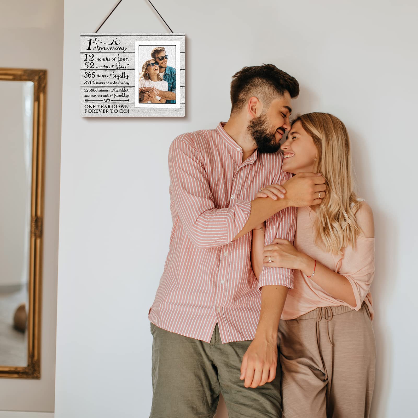 BeneCharm 1st Anniversary Picture Frame - Elegant Wedding Gift for Couples, Husband & Wife - Holds 4x6 Photo - Perfect for Home Decor, Romantic Gifts & Anniversary Celebrations