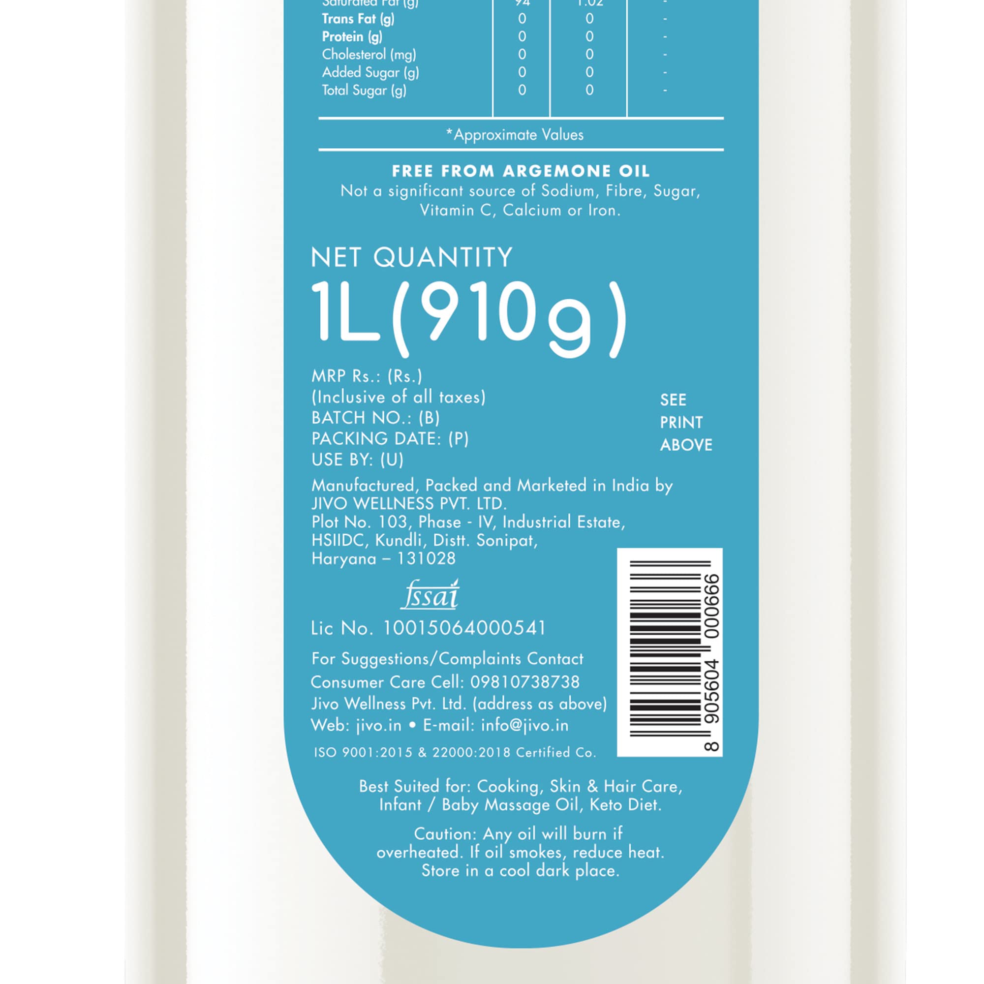 Organic Cold-Pressed Extra Virgin Coconut Oil - 1 Litre | Unrefined, Chemical-Free, Zero Cholesterol | Perfect for Cooking, Baking, Hair & Skin Care | Multipurpose Natural Coconut Oil for Healthy Lifestyle