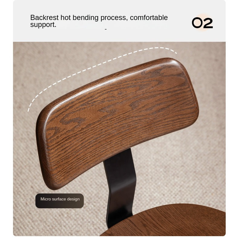 Modern Oak Solid Wood Lift & Swivel Office Chair - Ergonomic Rotatable Computer Desk Chair for Home & Office Workspace