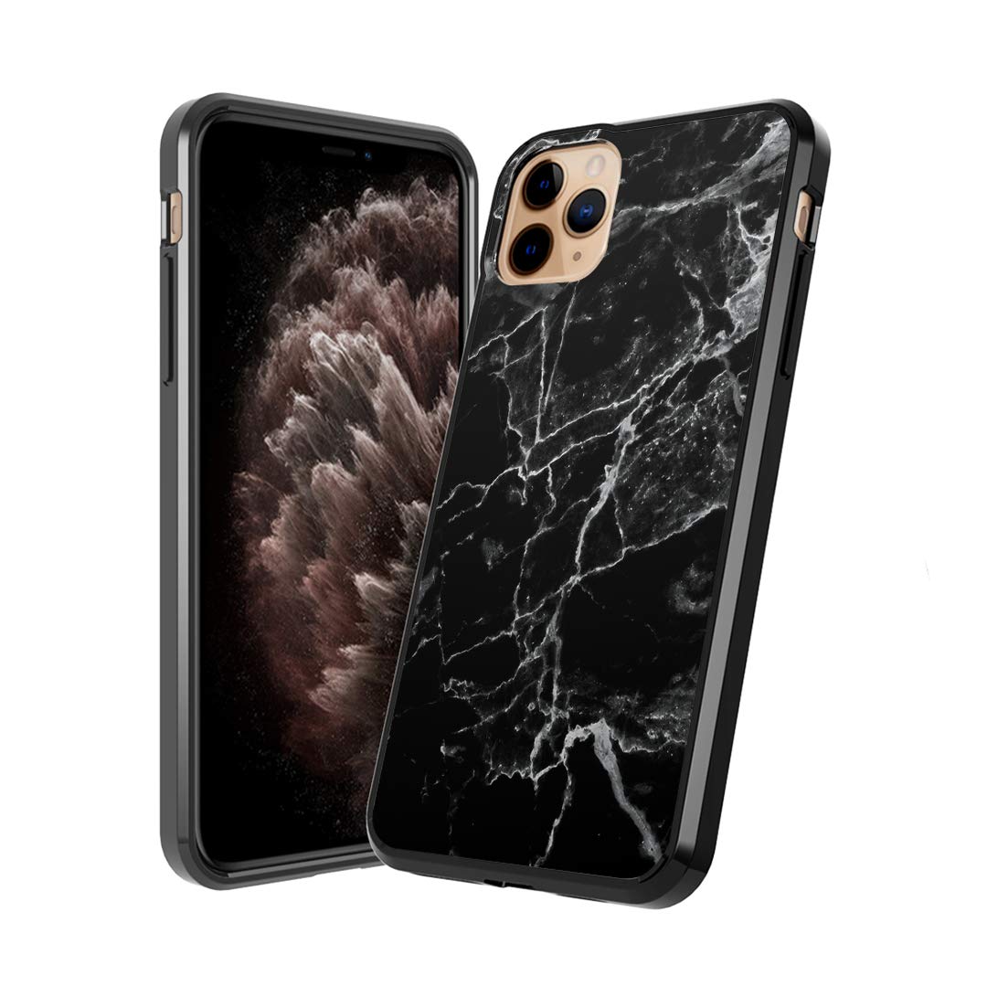Moriko Cute Fusion Gel Case for iPhone 11 Pro - Anti-Scratch Slim Protective Cover with Soft Grip | Black Marble Print | Perfect for Everyday Use & Style Protection