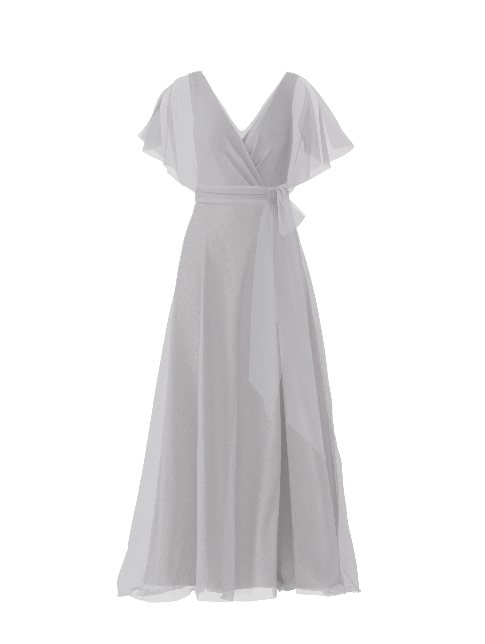 Elegant Ava Bodice with Arabella Skirt and Sash Belt in Platinum - Perfect for Weddings, Prom, and Formal Events