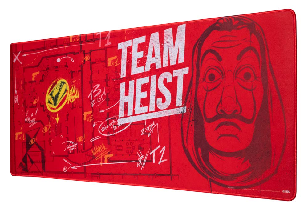 Erik Money Heist XXL Gaming Mouse Pad - 31.5 x 13.78 Inch Non-Slip Rubber Base Desk Mat for Keyboard & Mouse - Perfect for Gaming, Office & Work Setup - Great Gift for Gamers & Fans
