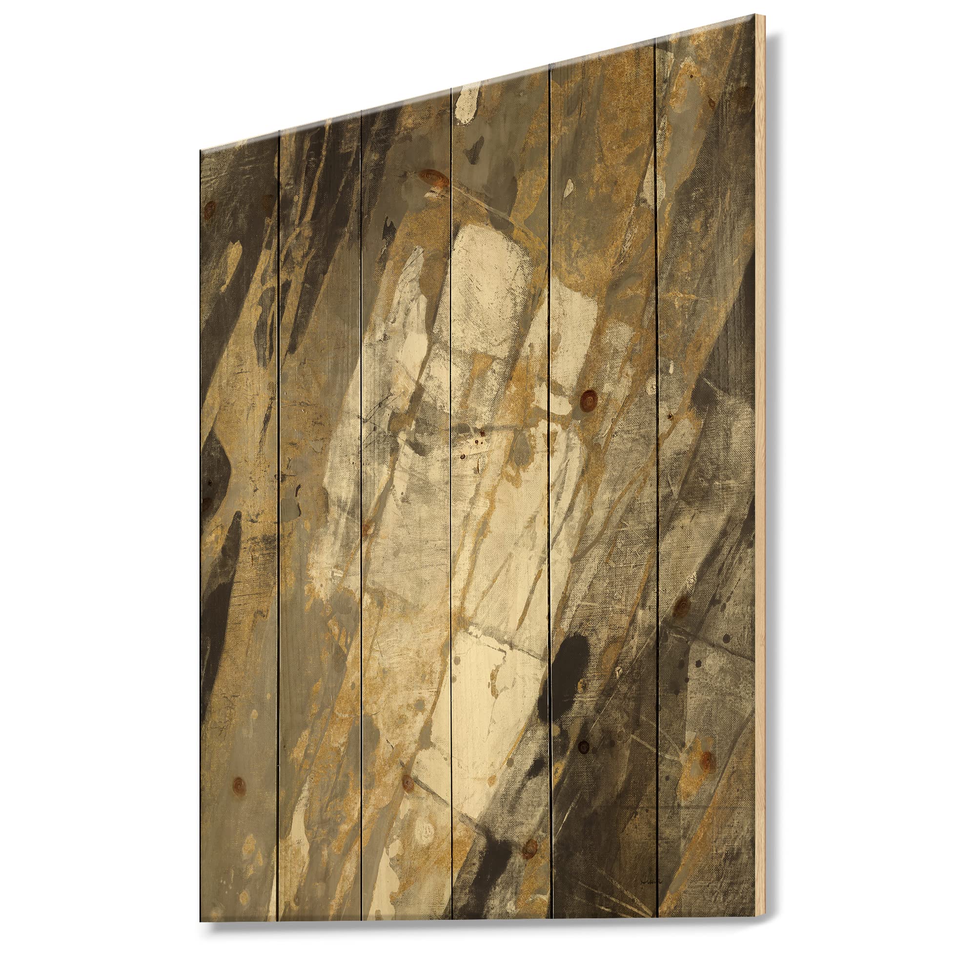 Handpainted Abstract Traditional Wood Wall Art - Gold, Black & White Large Wood Wall Decor Panels on Natural Pine - Perfect for Living Room, Bedroom & Office Decor