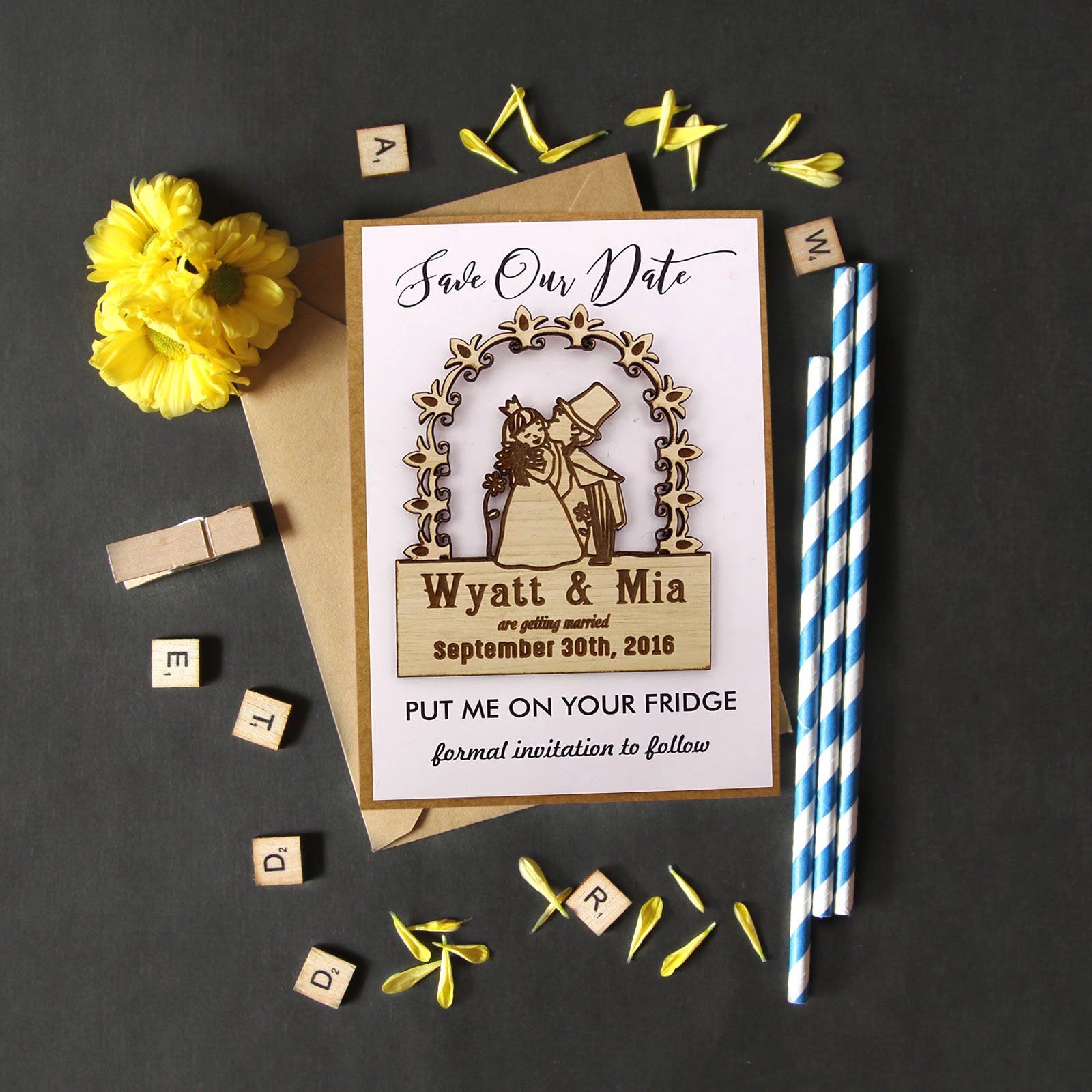 25 Custom Engraved Wooden Save The Date Magnets - Rustic Wedding Announcements - Perfect for Wedding Invitations, Bridal Showers & Anniversary Gifts