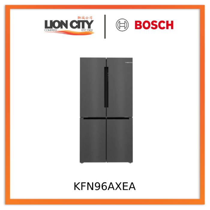 Bosch KFN96AXEA Series 6 French Door Bottom Freezer Refrigerator - 183 x 90.5 cm Black Stainless Steel - Energy Efficient Multi-Door Design for Modern Kitchens & Open Floor Plans