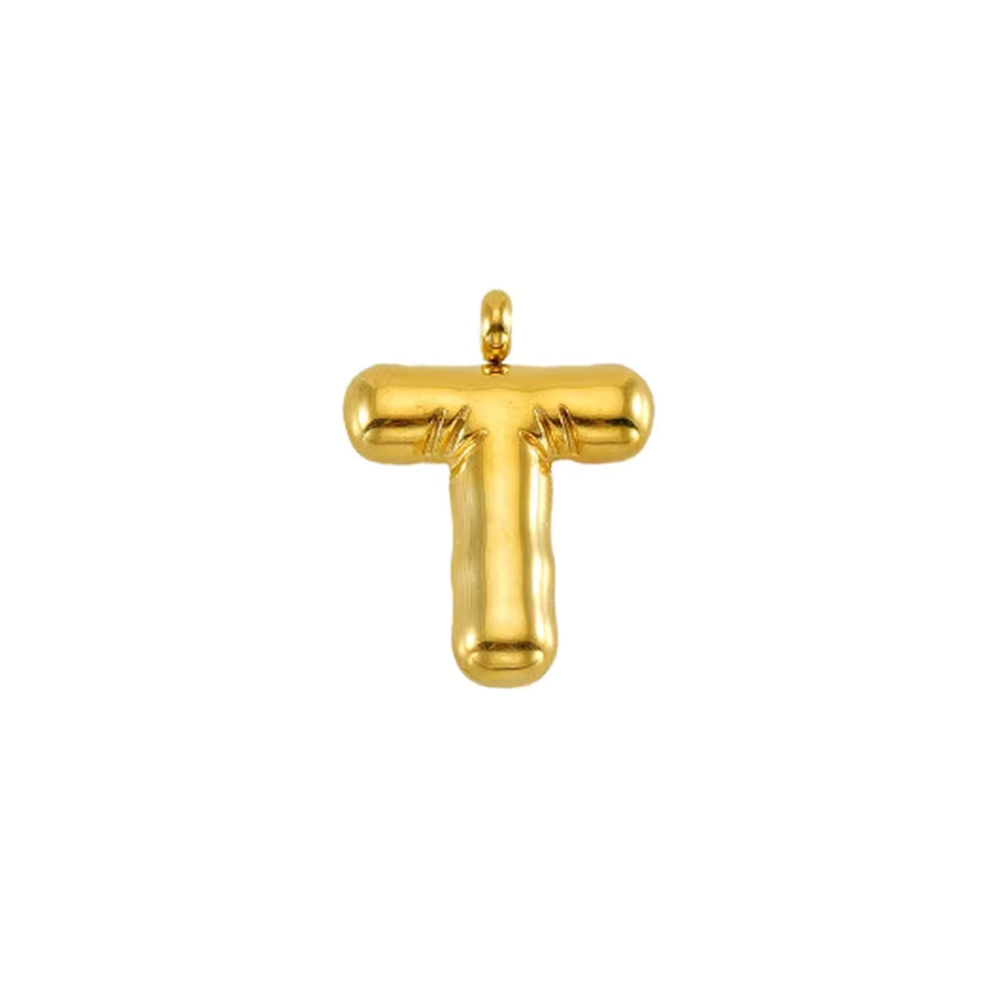 Puffy Gold Letter Pendant Necklace - 14K Gold Plated Initial Charm Jewelry for Women - Perfect for Gifts, Birthdays & Everyday Elegance