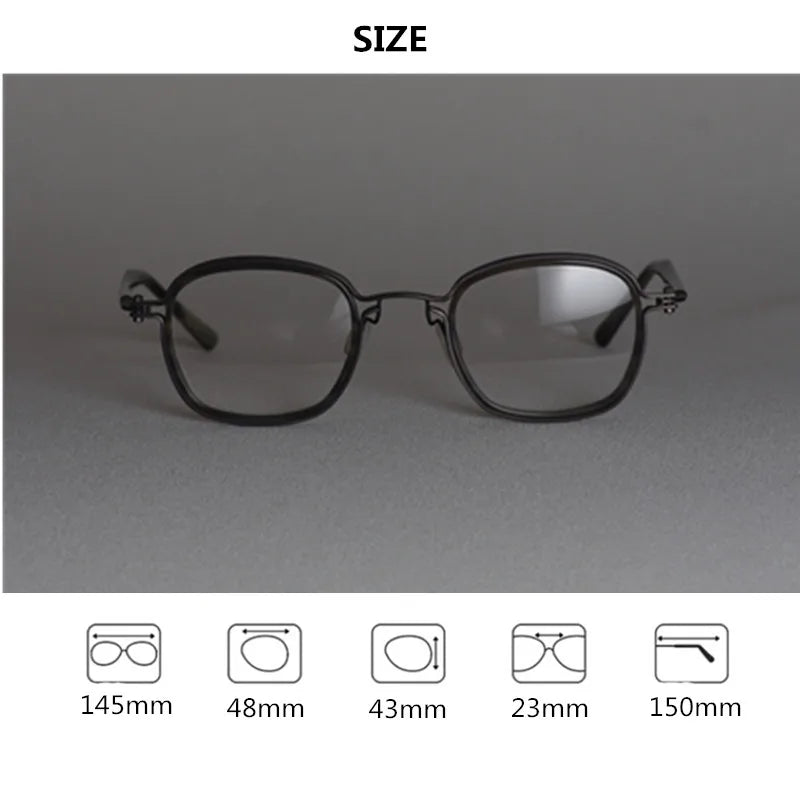 Aimee Men's Full Rim Square Titanium Acetate Eyeglasses 5863 - Lightweight Durable Frame for Work, Reading & Everyday Use