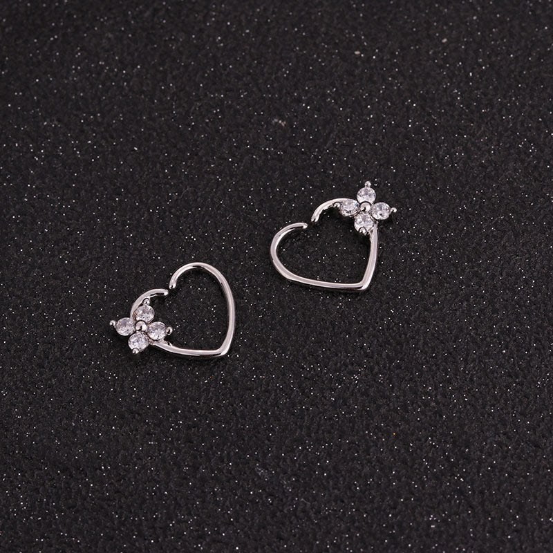 18K Rose Gold Heart Daith Hoop Earrings for Women - Minimalist Cartilage Piercing Jewelry - Perfect for Valentine's Day Gifts & Everyday Wear | HSER8511
