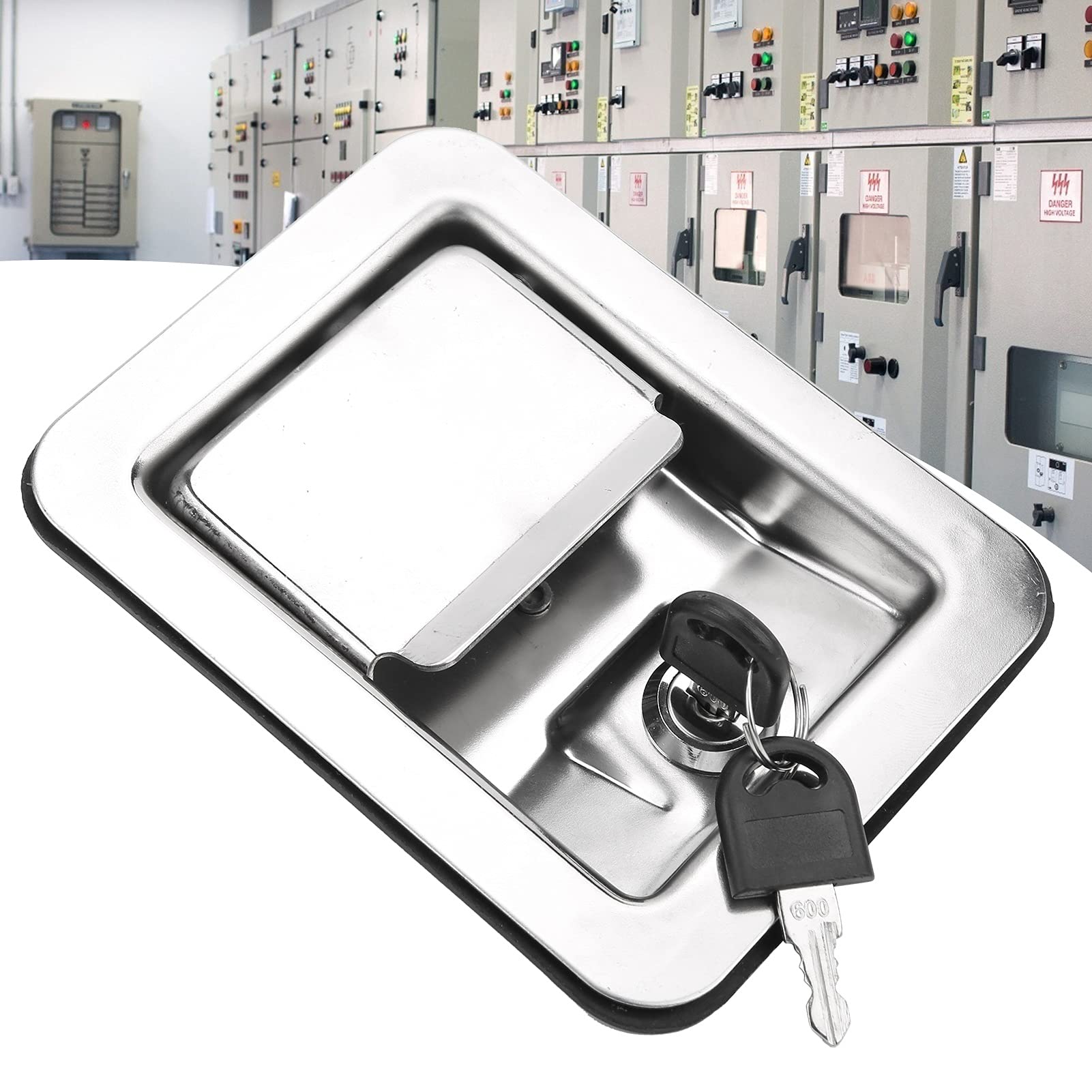 ViaGasaFamido Stainless Steel Paddle Latch Toolbox Lock - Single Point Panel Lock Replacement with 2 Keys for RV, Camper, Truck, Trailer & Caravan Doors | Durable Security Solution for Vehicle Storage & Entry Access
