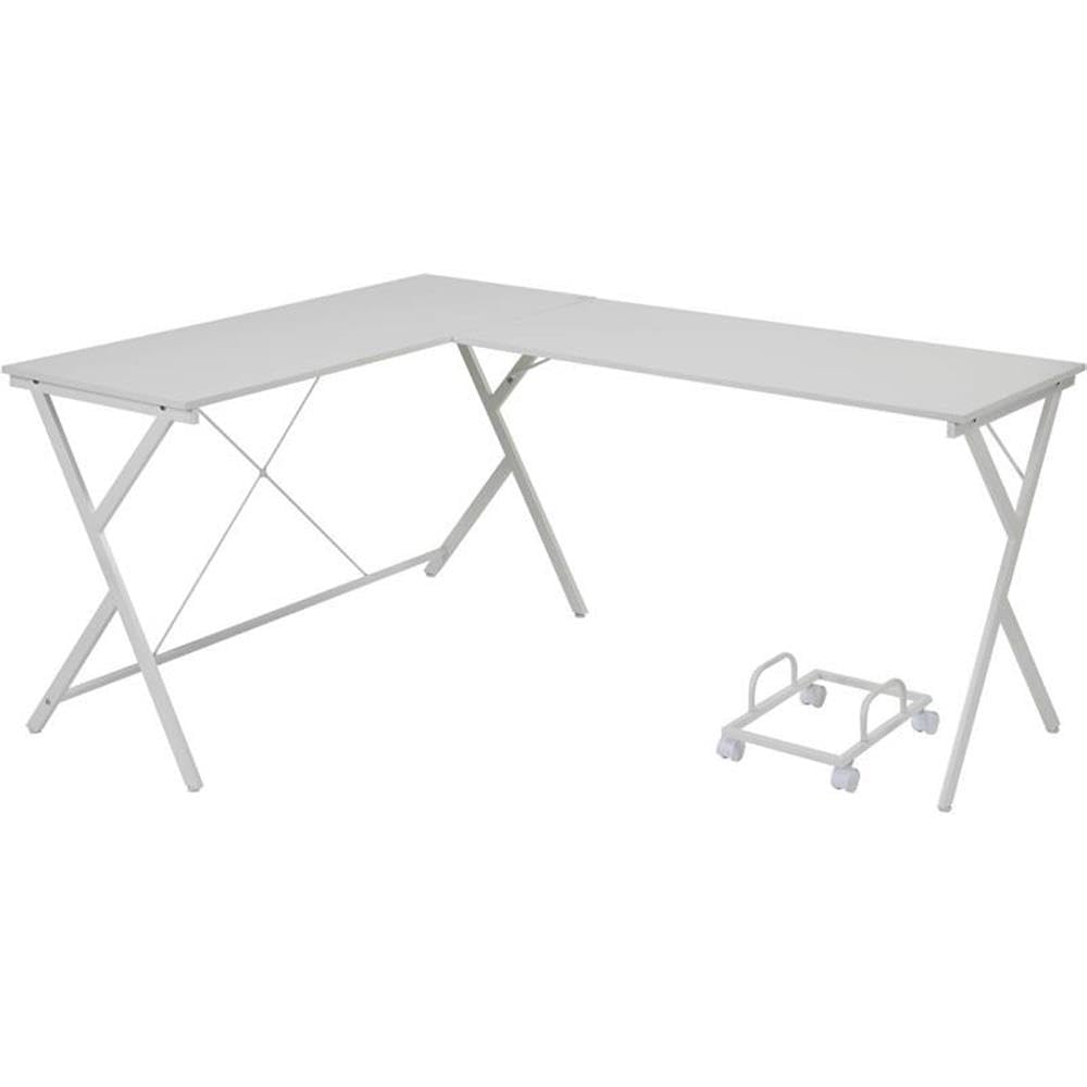 BOWERY HILL Modern White Computer Desk - Home Office Workstation for Small Spaces & Remote Work