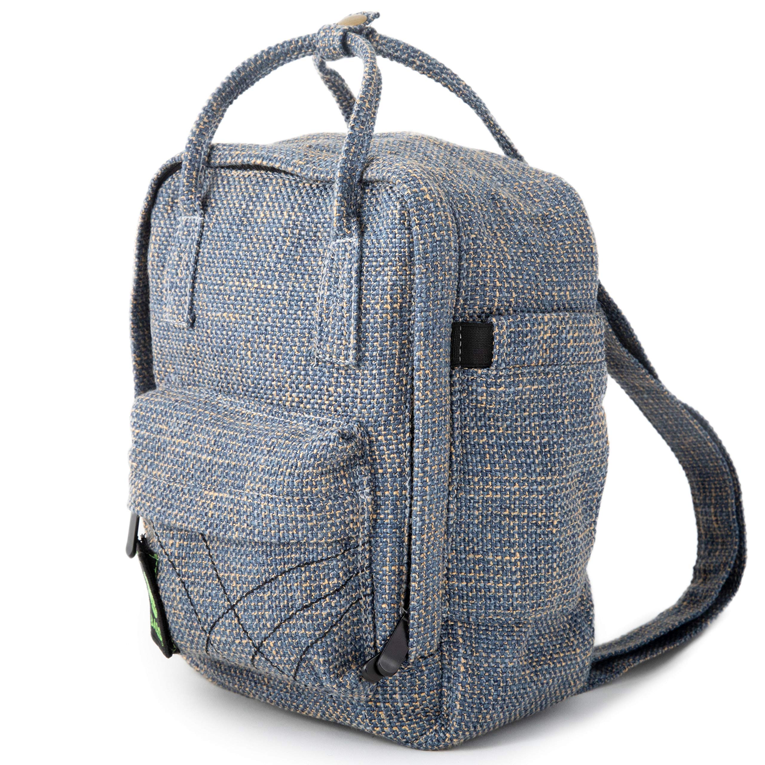 DIME BAGS Mini Backpack - Hemp Material Small Travel Backpack for Women & Men - Lightweight & Durable Sky Blue Daypack for Hiking, School, Work & Daily Use