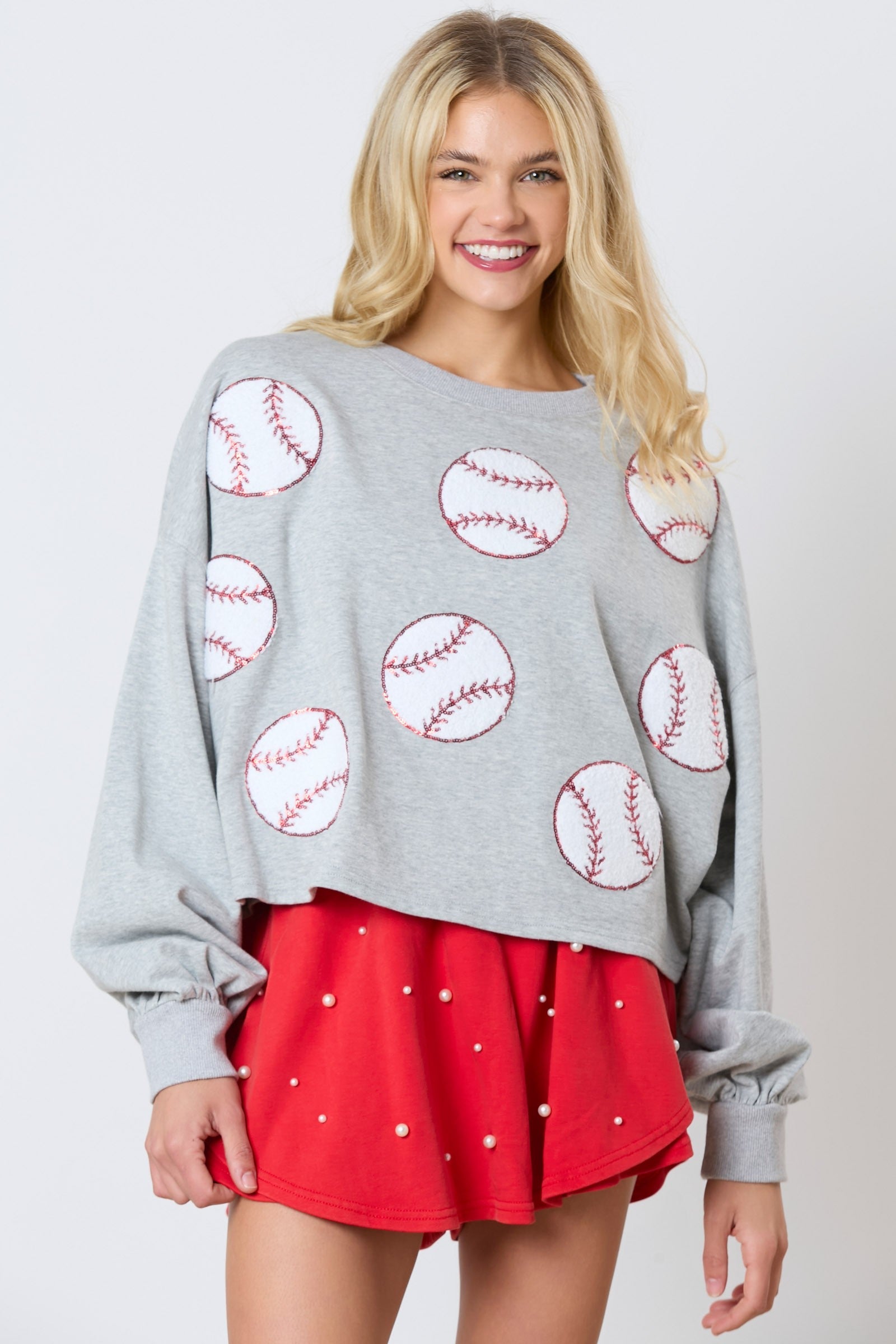 Stylish Baseball Towel & Sequins Embroidery Sweatshirt for Women - Trendy Fashion Hoodie for Sports Fans, Casual Wear, and Gifts
