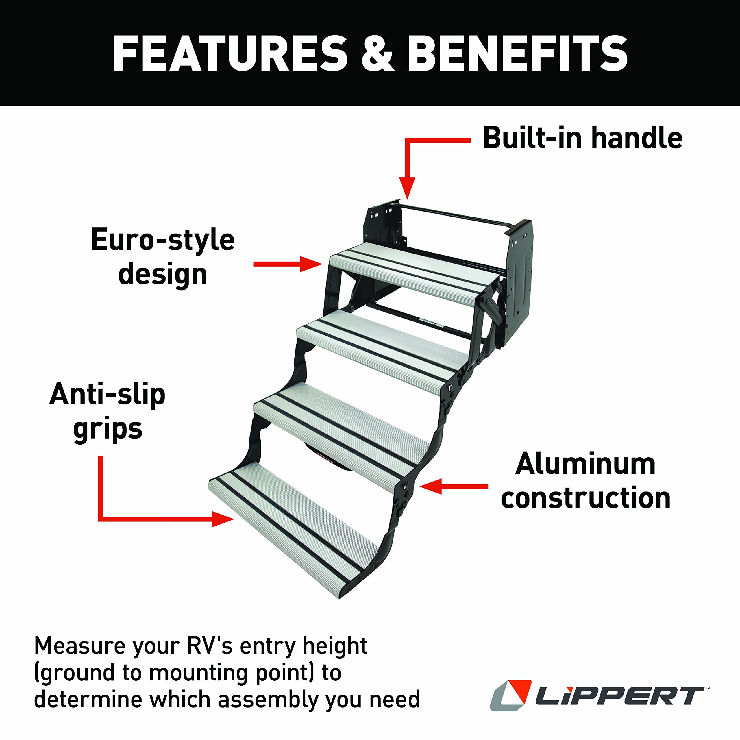 Lippert Components 432698 Alumi-Tread Quad Manual Step - Heavy Duty RV Trailer Steps for Easy Access & Safety | Perfect for Camping, Travel Trailers & Motorhomes