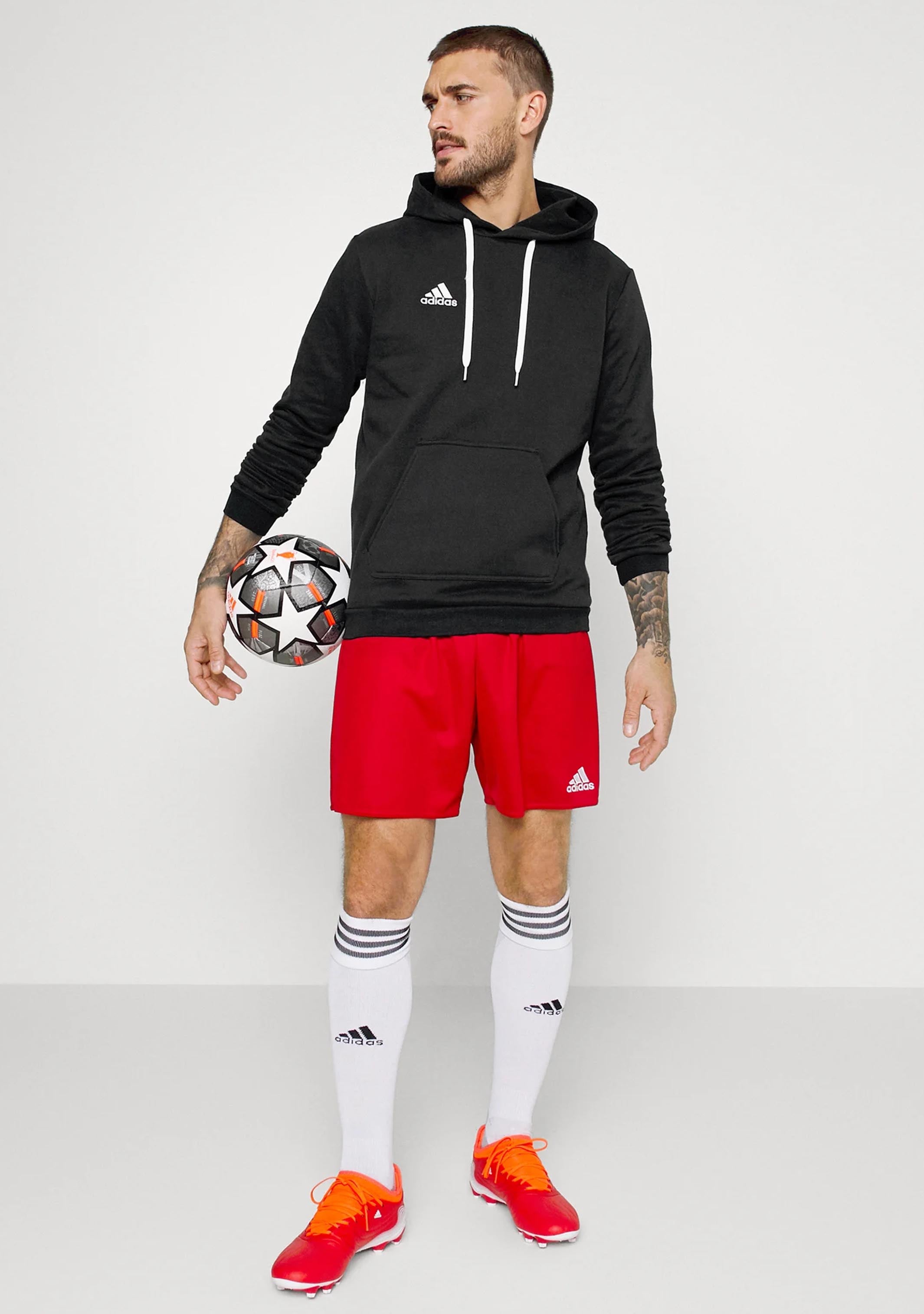 Adidas Men's Entrada 22 Hoodie - Lightweight Fleece Pullover with Kangaroo Pocket | Casual Wear, Gym & Outdoor Activities
