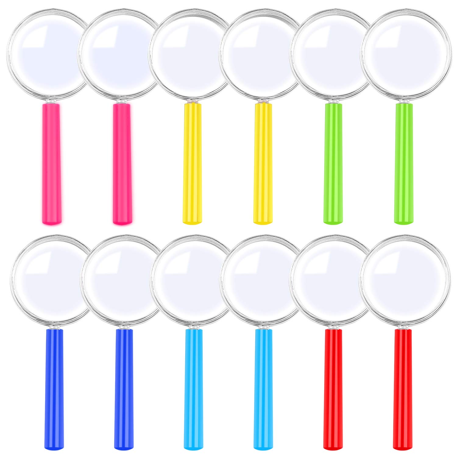 Colorful 12-Pack Plastic Magnifying Glasses for Kids Party Favors & Science Fun