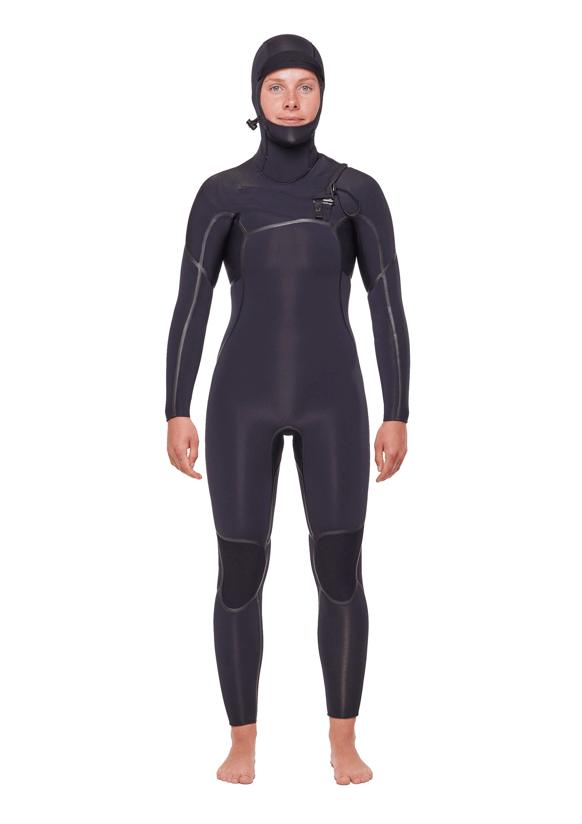 Women's 4/3mm Hooded Thermal Wetsuit with Liquid Sealed Chest Zip - Perfect for Surfing, Diving & Cold Water Swimming