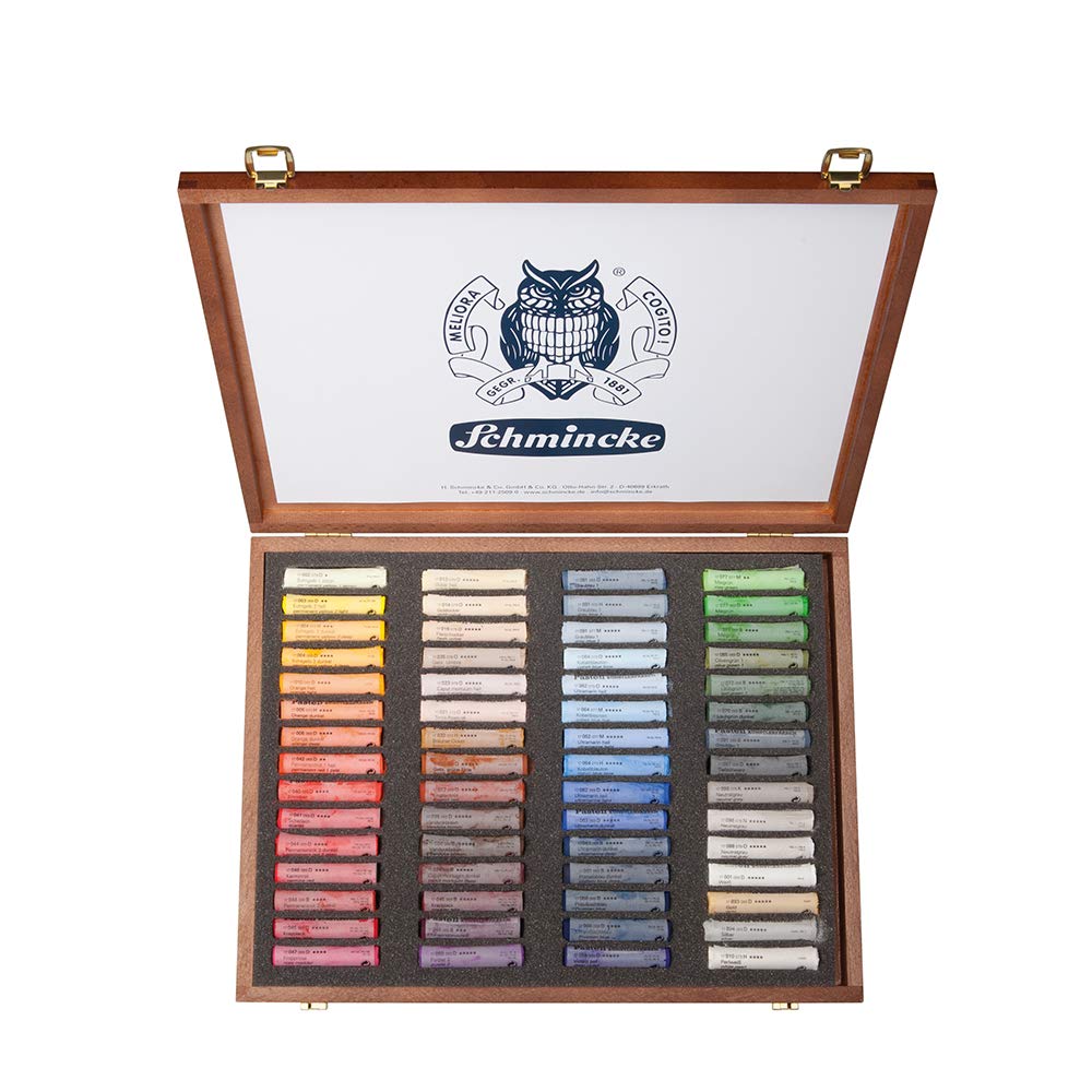Schmincke 60-Color Pastel Pencil Set in Wooden Box - Handmade, Brilliant & Lightfast Shades for Artists - Perfect for Sketching, Drawing & Professional Artwork