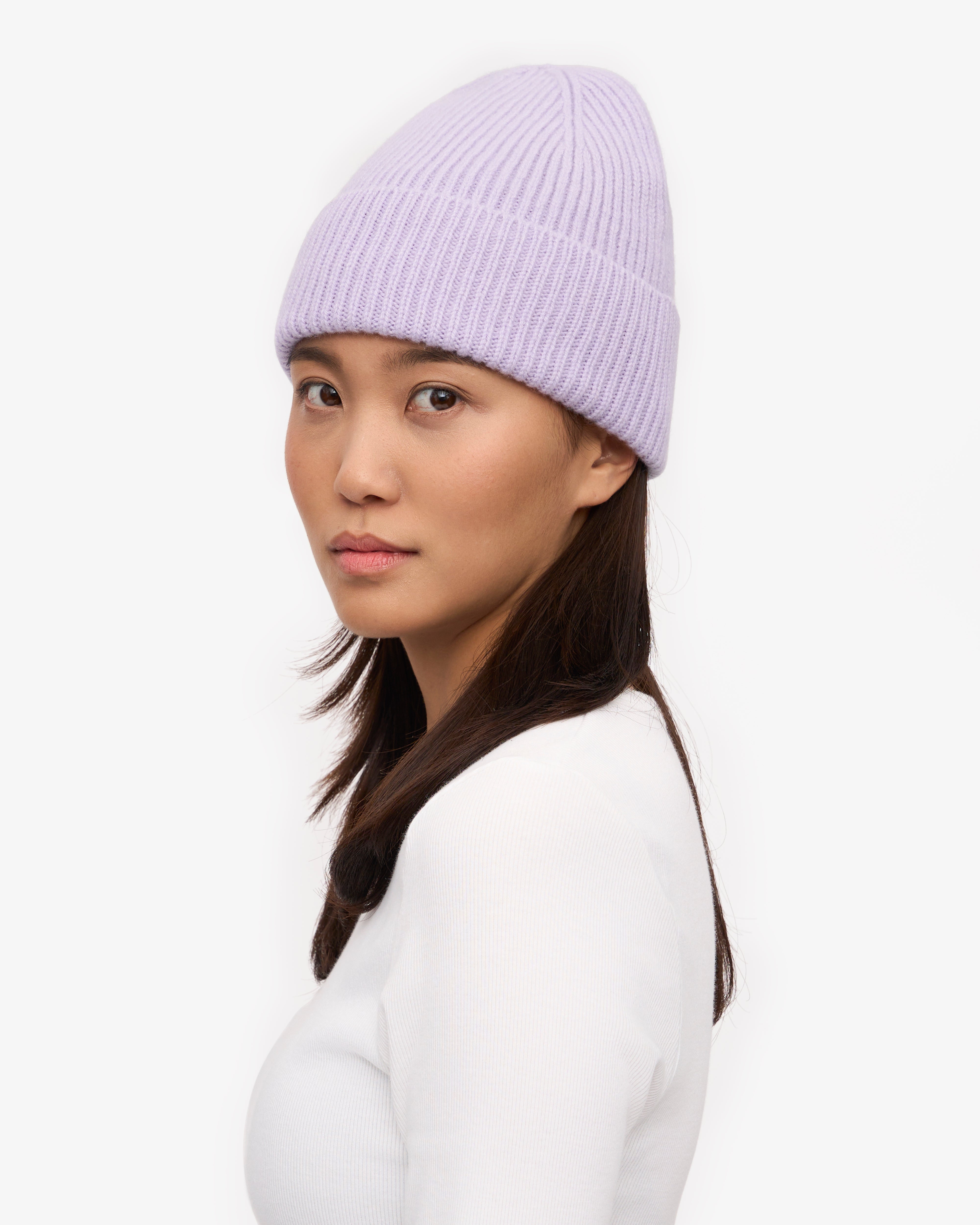 Soft Lavender Merino Wool Beanie for Women & Men - Warm Winter Hat for Skiing, Hiking & Outdoor Activities