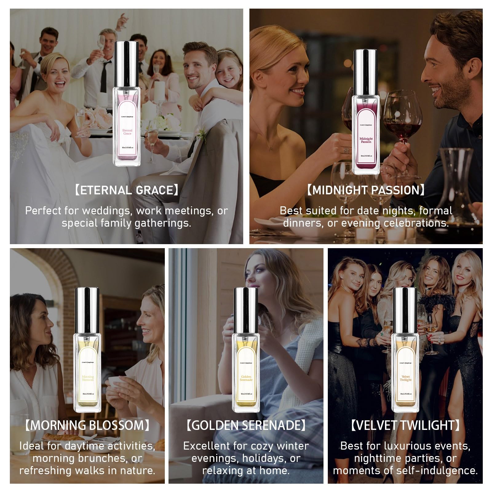 Roll On Perfume Set - Lover's Symphony Eau de Parfum Collection (5 Travel-Size Rollerball Fragrances) | Vanilla Scented Mini Perfume Gift for Women, Valentine's Day Present | Perfect for Travel, Date Nights & Everyday Elegance