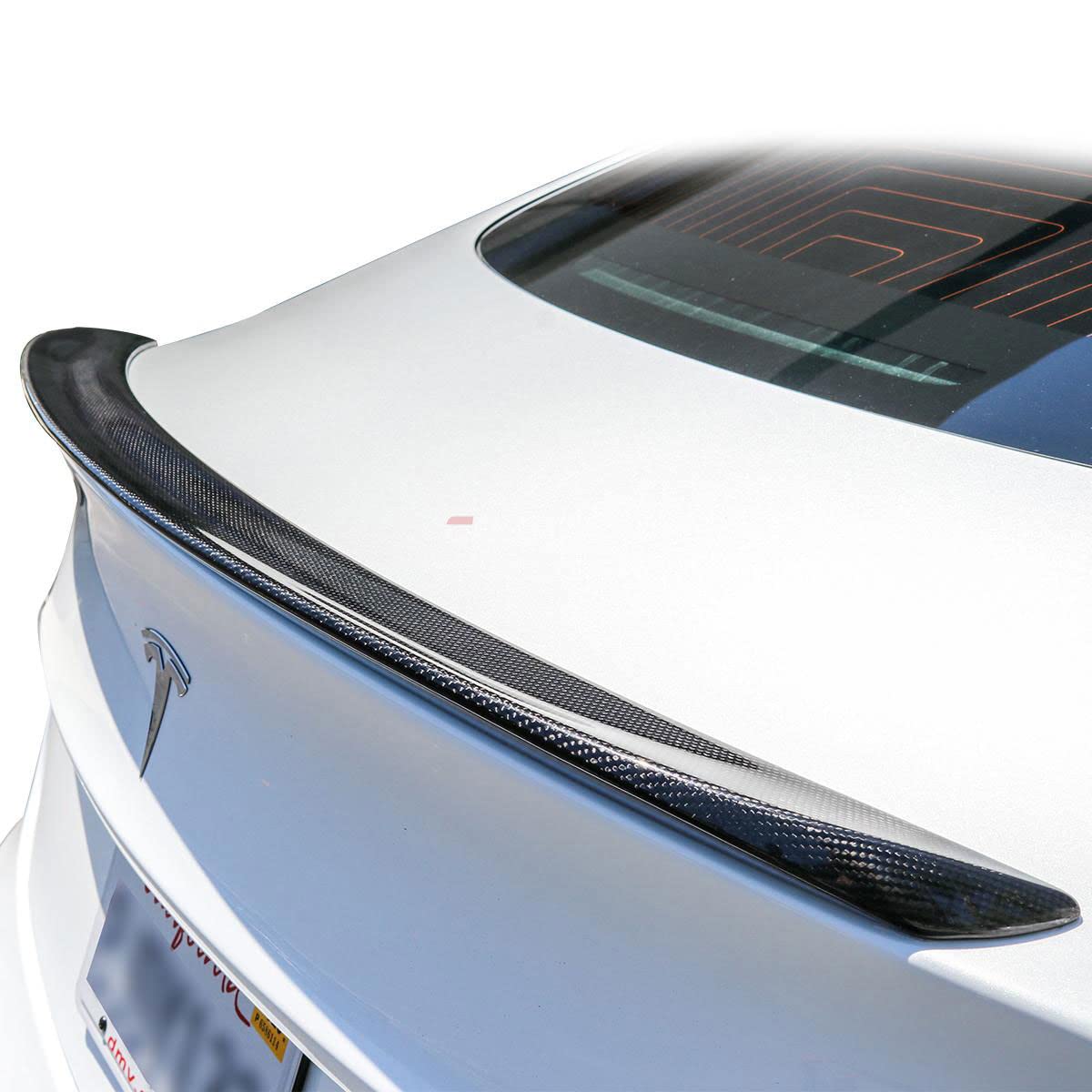 Premium Real Carbon Fiber Rear Spoiler Wing for Tesla Model 3 (2017-2021) | Gloss Black | High-Quality ABS Plastic with 3M Tape | OEM Style | Enhances Aerodynamics & Sporty Look for Street Racing & Car Shows