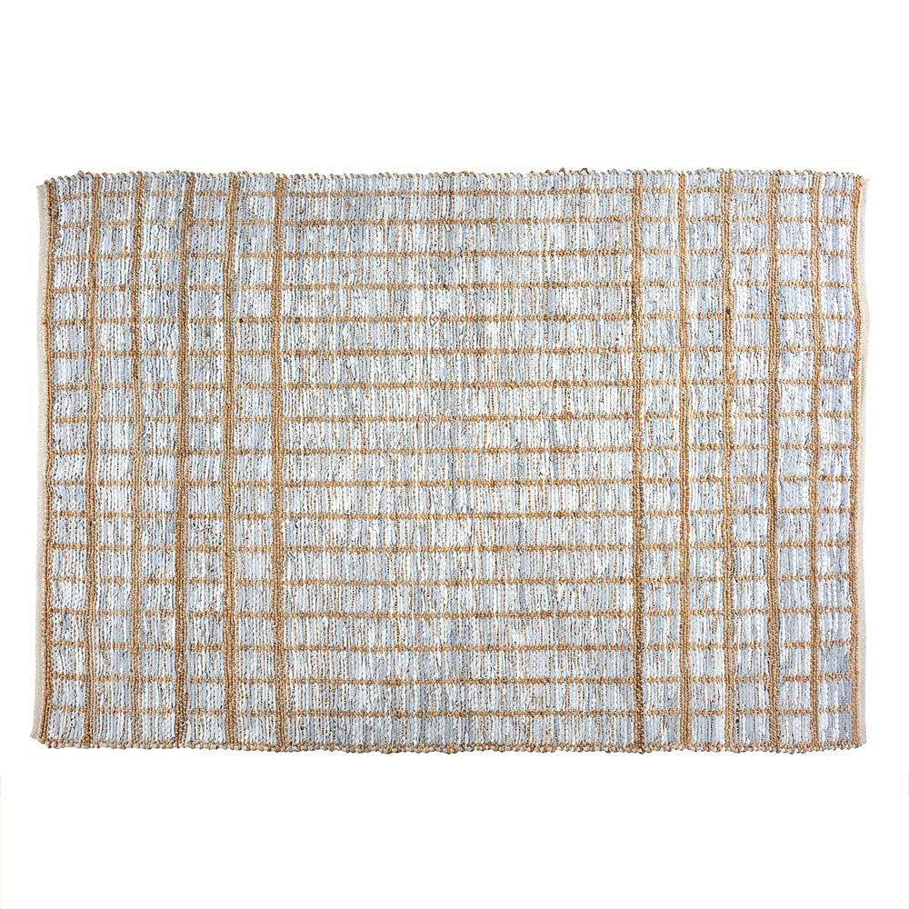 Premium Trestle Ice Leather Jute Rug 2' x 3' - Natural Fiber Bohemian Floor Mat for Living Room, Bedroom & Entryway Decor