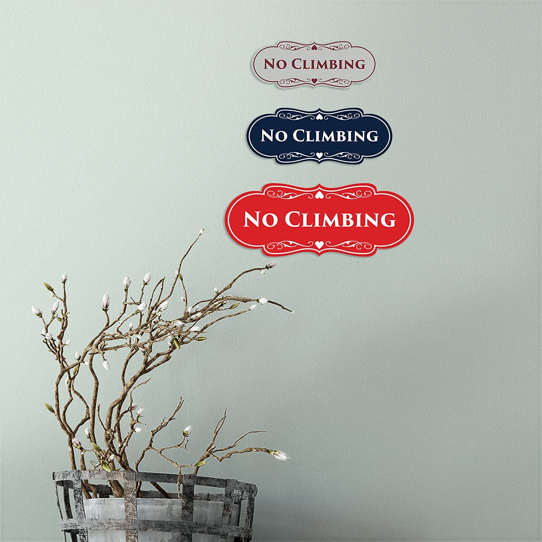 ByLITA No Climbing Warning Sign (Red/Yellow) - Small Safety Sign for Kids, Pools, Playgrounds & Construction Areas