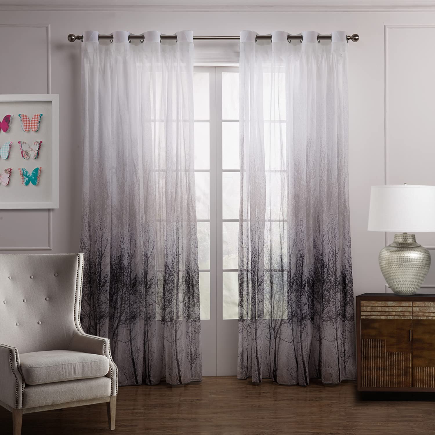 LoyoLady White Sheer Grommet Curtains 52