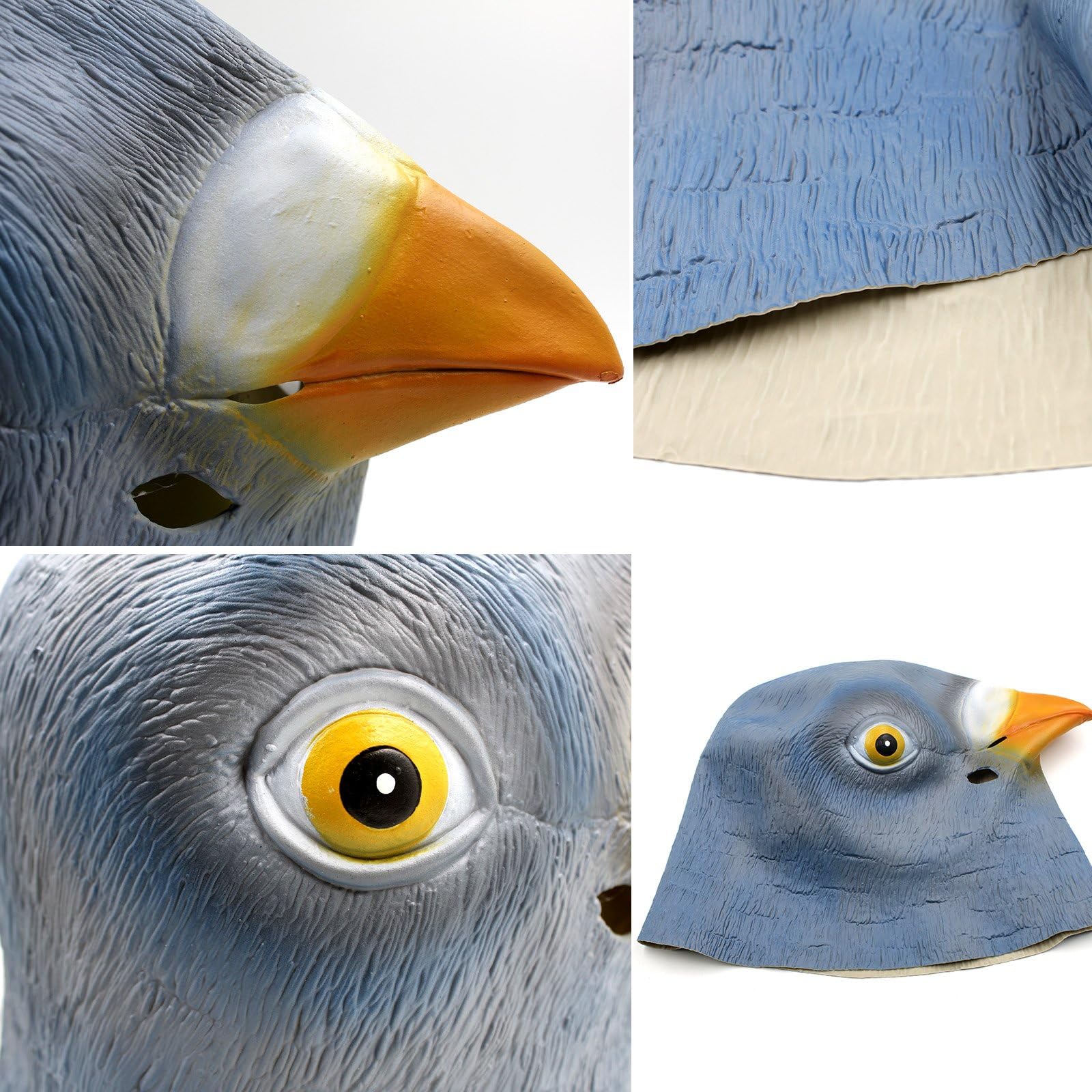 CreepyParty Latex Pigeon Mask - Realistic Bird Head Costume for Halloween, Cosplay & Costume Parties | Funny Animal Mask for Pranks, Festivals & Themed Events