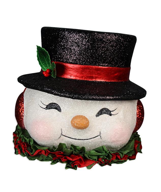 Vintage Style Paper Mache Snowman Bucket by Bethany Lowe Designs - Perfect for Christmas Decor, Holiday Party Centerpiece & Winter Home Decor