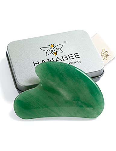 HANABEE Rose Quartz Gua Sha Tool for Face – Natural Jade Stone Facial Massager for Lymphatic Drainage, Double Chin Reduction & Anti-Aging | Eye Massager & Beauty Face Lift Tool | Perfect for Home Spa, Self-Care Routine & Skincare Enthusiasts