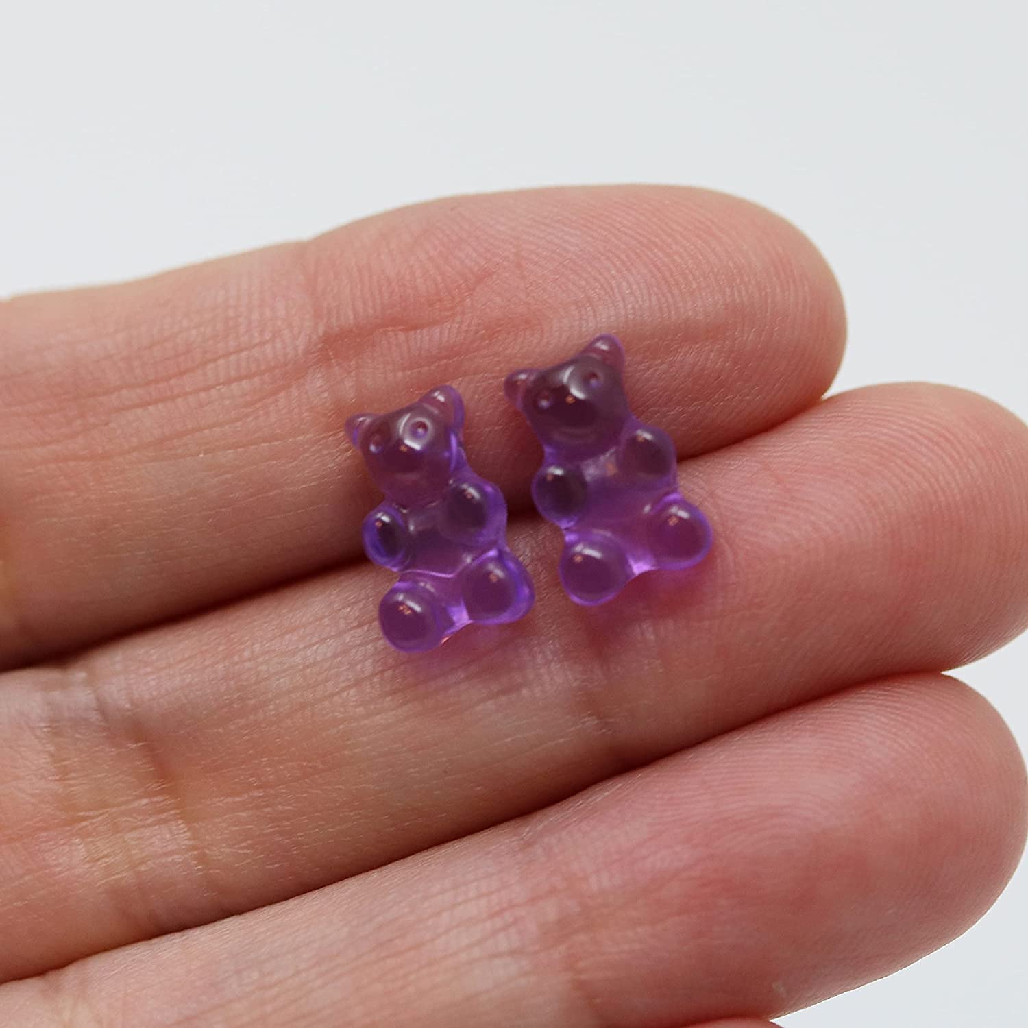 Hypoallergenic Gummy Bear Stud Earrings - Nickel-Free Plastic Posts for Sensitive Ears | Cute Purple Candy-Shaped Jewelry for Women & Teens | Perfect for Everyday Wear, Parties & Gift Giving