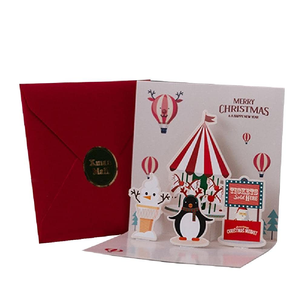 Milue 3D Pop Up Christmas Greeting Cards - Handmade Holiday Snowman Santa Postcards with Envelopes & Stickers - Perfect for Xmas Gifts, Office Decor, and Family Celebrations