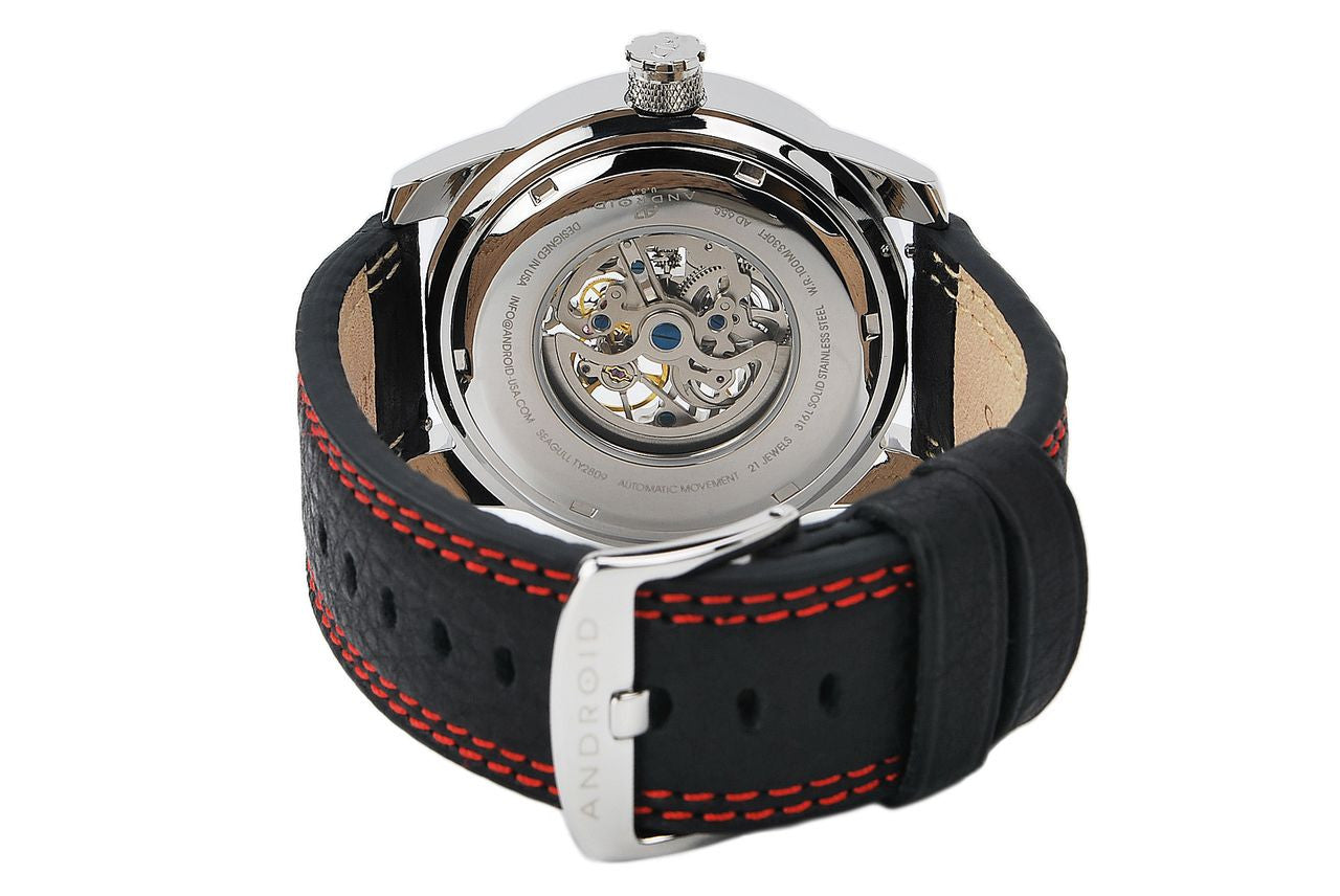 Caprice Skeleton Automatic Watch for Men - Android AD655AK Stainless Steel Waterproof Wristwatch - Perfect for Business, Casual & Formal Occasions