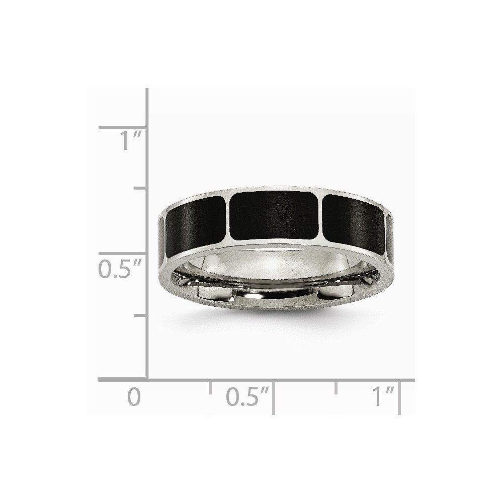 Solid Titanium Black Enamel 6mm Flat Wedding Band Ring for Men - Durable & Comfortable for Everyday Wear, Anniversary Gifts & Special Occasions
