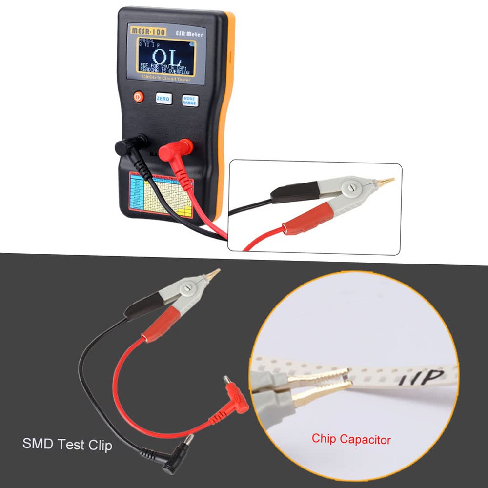 MESR-100 Professional ESR Capacitor Tester - Digital Ohm Meter for Measuring Internal Resistance & Capacitance - SMD Test Clip Included - Perfect for Electronics Repair, Circuit Testing & DIY Projects