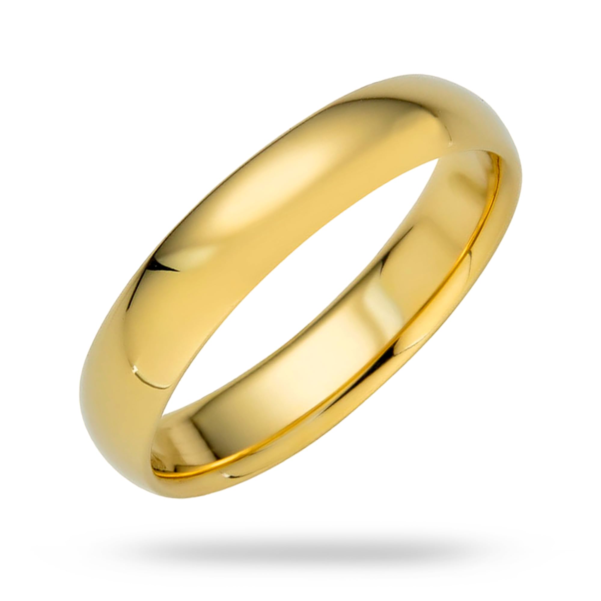 4mm Solid Gold Wedding Band for Women & Men - 10k or 14k Yellow/White Gold Comfort Fit Ring - Perfect for Anniversaries, Engagements & Everyday Wear