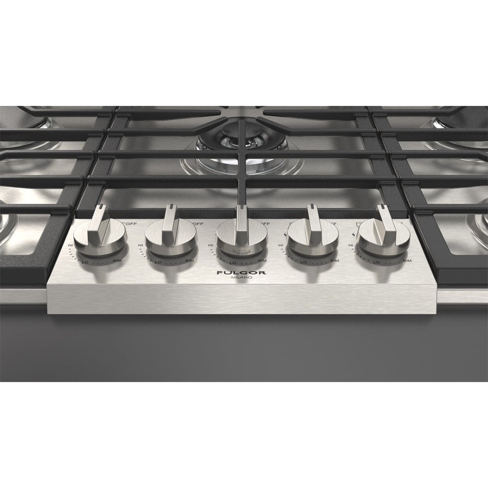Fulgor Milano 36 Inch 5 Burner Gas Cooktop - 400 Series Stainless Steel (F4PGK365S1) | Professional Kitchen Appliance for Home Chefs & Cooking Enthusiasts