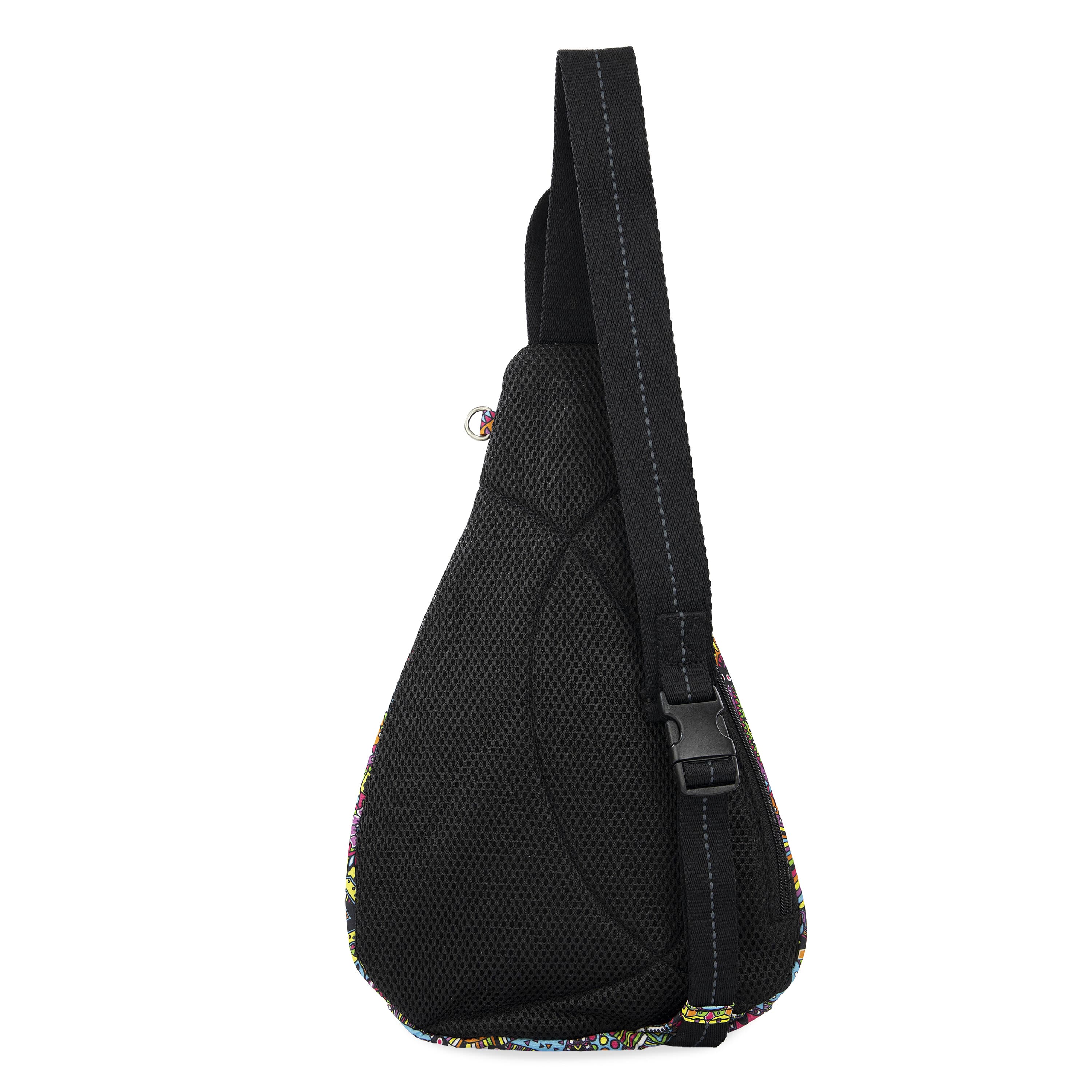 Eco-Friendly Sling Backpack for Travel & Hiking - Lightweight Water-Resistant EcoTwill - Rainbow Wanderlust Design - Perfect for Commuting, Outdoor Adventures & Daily Use